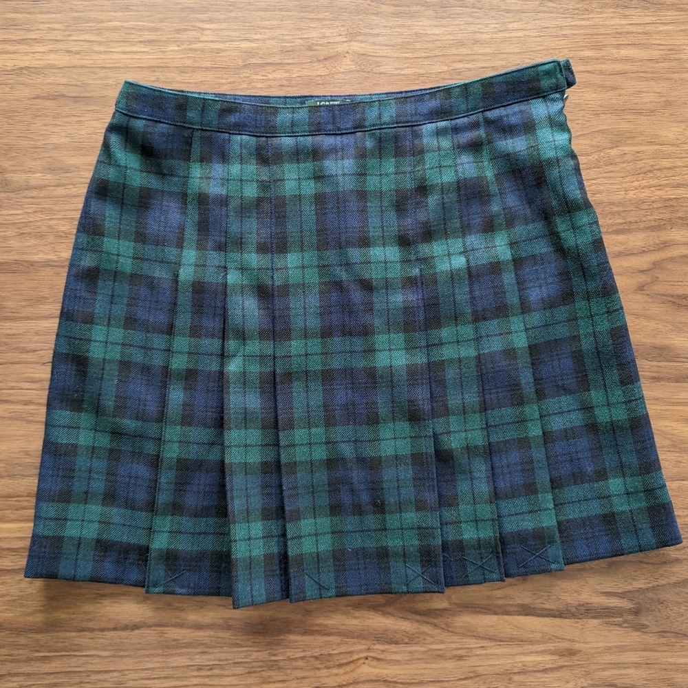 J. Crew Wool Pleated Plaid Skirt